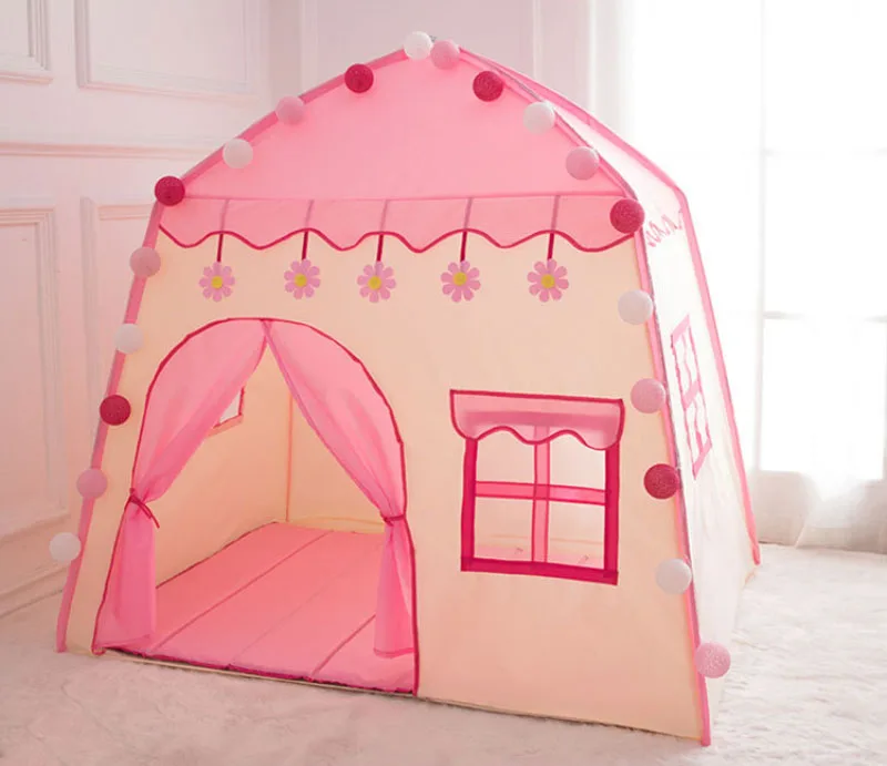Kids Indoor Outdoor Castle Tent Baby Princess Game House Flowers Blossoming Boy Girl Oversized House Folding Game House Gifts