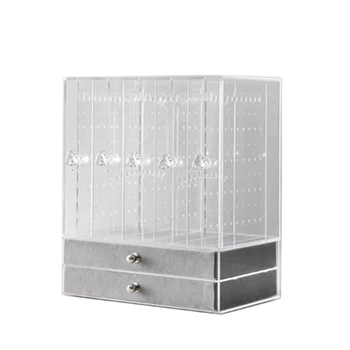 

Acrylic Dustproof Earrings Display Stand Jewelry Storage Box Drawers Rack Holder Storage Case Transparent