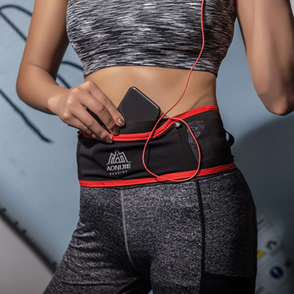 AONIJIE Slim Running Waist Belt Jogging Bag Fanny Pack Travel Money Marathon Gym Trail 6.9'' Phone Holde w/ Reflective Strip