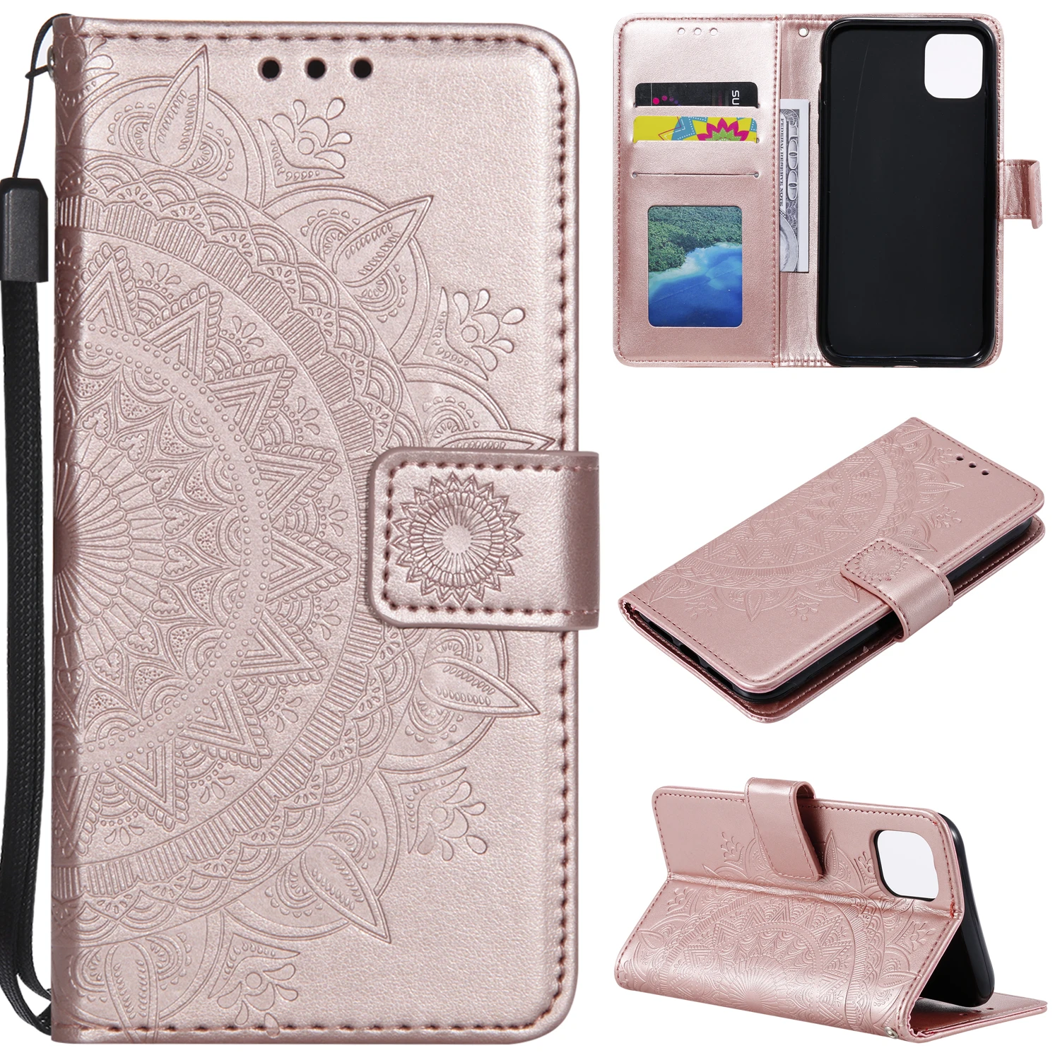 

PU Leather Coque Cover For iPhone 11 2019 11Pro 11 Pro Max Luxury Flower Flip Phone Case For iPhone XS X XR XS Max 6S 7 8 Plus