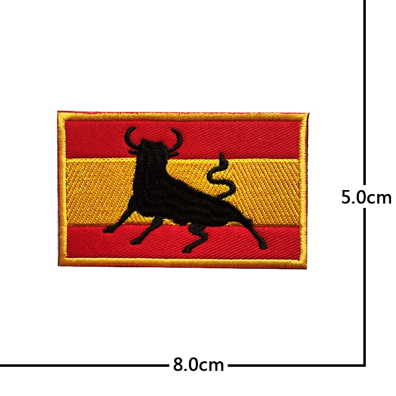 Spain flag bullfighting skull patches Embroidered Badge Hook Loop Armband 3D Stick on jacket strap Backpack Stickers