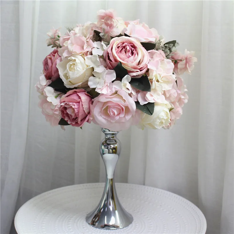 Personalizado 35cm peonias de seda BOLA DE FLORES ARTIFICIALES centros de mesa decoracion arreglo para boda telon de - Цвет: Light pink