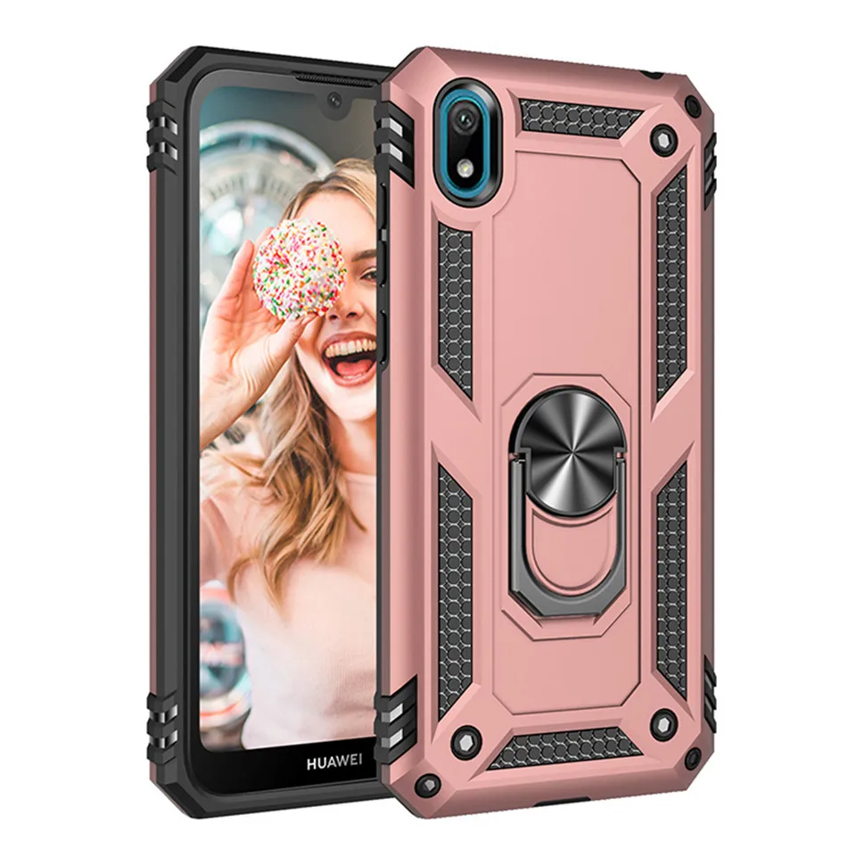 Rose Gold Сверхмощный Магнитный жесткий ударопрочный палец кольцо держатель задняя крышка для сотового телефона чехол для LG aristo 2 3 LG K40 K50 Q60 K12 PLUS - Color: Rose Gold