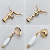 POIQIHY Golden Black Bathtub Shower Faucets Bathroom Wall Bath Shower Set Brass Mixer Tap Swivel Tub Spout Bath Shower Mixers 3
