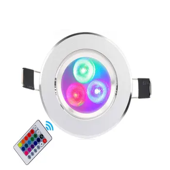 

LED Downlight RGB 3W With Remote Control Recessed in light LED Ceiling Downlight Birthday party Lamp Colorful Spot lights