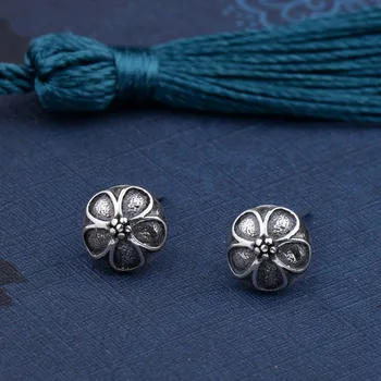 

MYTHIC AGE Real 925 Sterling Silver Sweet Cute Flower Vintage Small Stud Earrings for Women Girl Jewelry Gift