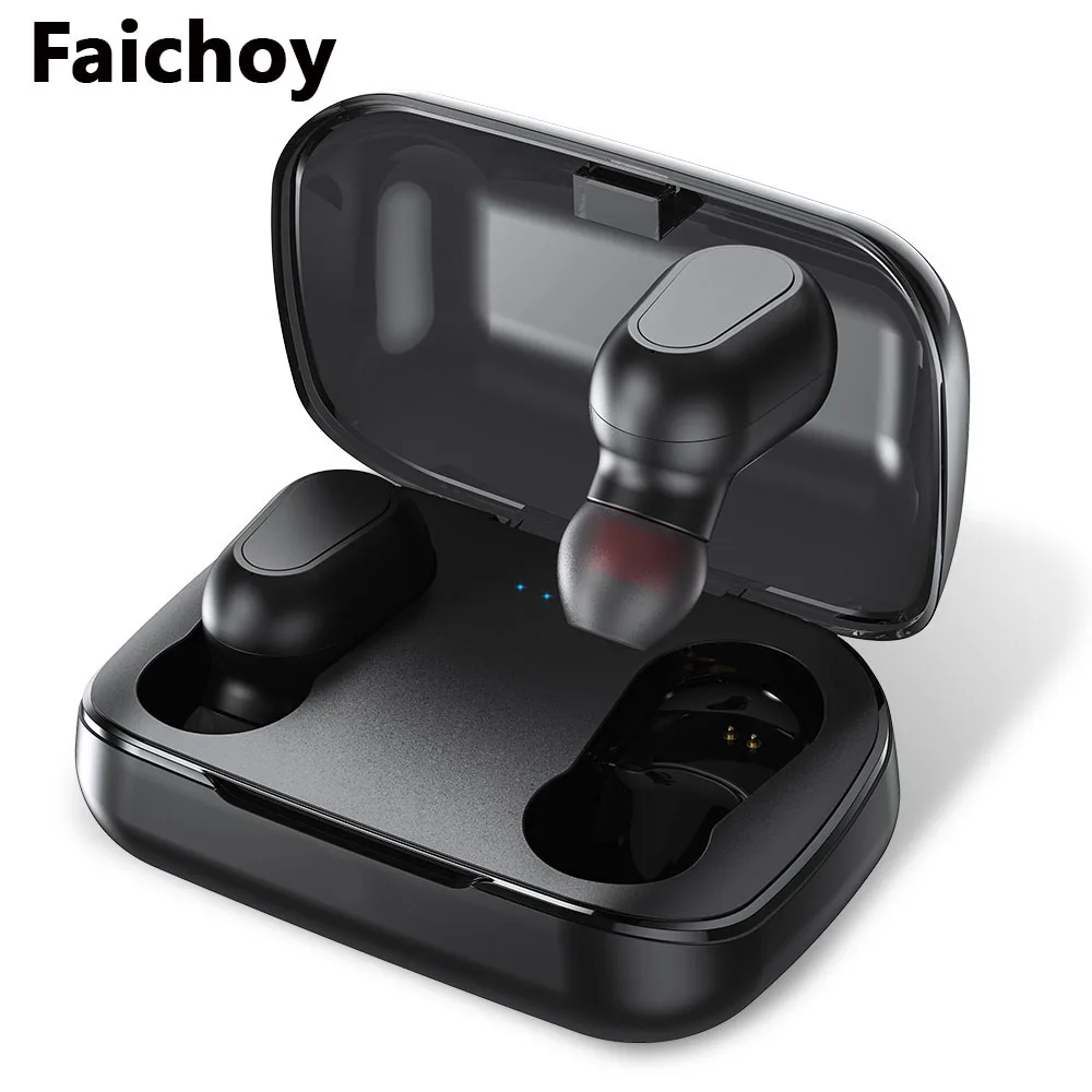 

TWS L21 Bluetooth 5.0 LED Wireless Display Bluetooth Headset with Microphone Mi Mini Headphone Case Faichoy