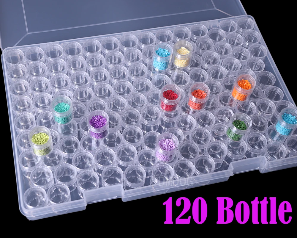 5D Diamond Painting Accessories Storage Box 7/40/30/60/120 Slot Beads  Bottles Container Jar Zipper Case for DIY Diamand Painting - AliExpress