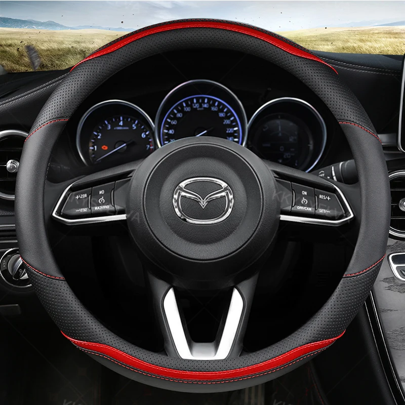 Copertura Del Volante Dell'Automobile Del Cuoio Della Microfibra Per Il Cx-7 Di Cx-5 Di Cx-4 Cx-9 Mazda 3 Axela 6 Gh Gj Demio Funda Volante Antiscivol
