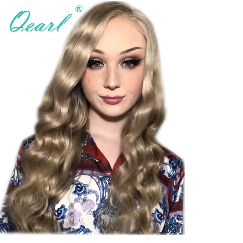 

Transparent Lace Blonde Lace Front Human Hair Wigs Glueless Loose Deep Pre Plucked Baby Hair Light Color Remy Hair 13x4 Qearl