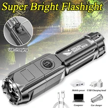 

Strong Bright ABS Focusing Led Flashlight Outdoor Portable Home Built-in Battery Rechargeable Zoom Multifunction Led Night Torch