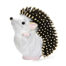 Wuli&baby Enamel Lovely Big Hedgehog Brooches For Women 3-color Walking Pets Animal Party Casaul Brooch Pin Gifts