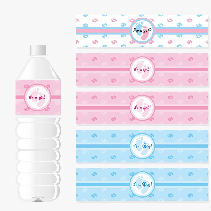 Etiquetas adhesivas para botella de agua para Celebración de bebé, etiqueta  de género para niño o niña, suministros de decoración para bautizo, 24  Uds.|Decoraciones DIY de fiestas| - AliExpress