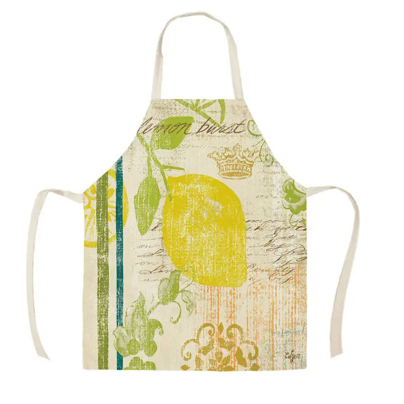 Lemons Fruit Pattern Water Color Art Kitchen Aprons for Woman Man Home Cooking Baking Shop Cleaning Cotton Linen Apron WQi875