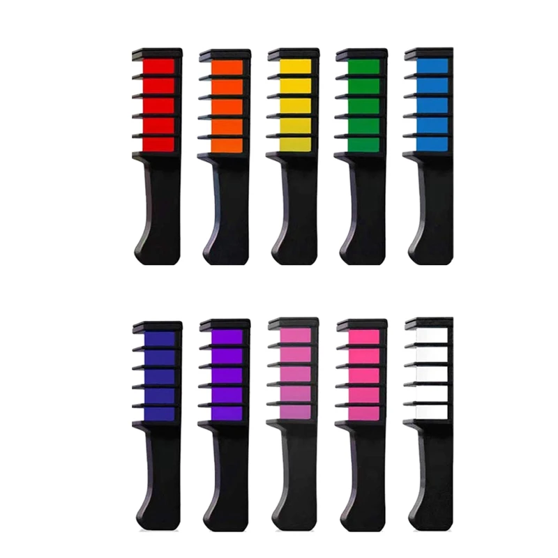 

10x Color Hair Chalk for Girls Kids Birthday Gift,Temporary Bright Hair Color Chalk Comb Set for Girls Kids Birthday Party,Cospl