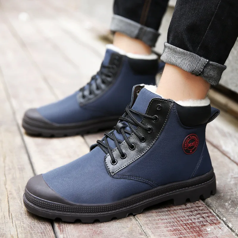 

Men's boots winter men's snow boots men's waterproof ankle boots with short plush warm shoes comfortable