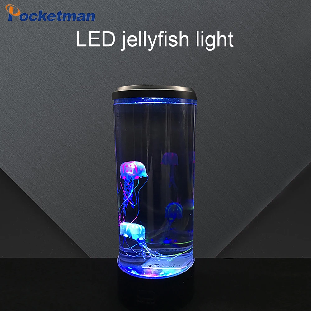 

LED Night Light USB Jellyfish Aquarium Lamp Simulation LED Hypnotic Color Changing Table Lamp Aquarium Style Home Decoration