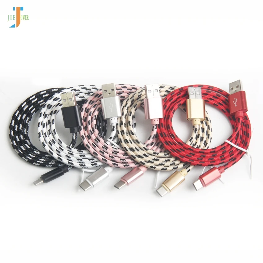 500 шт/лот кабель usb type C для samsung Galaxy Note8 S8 кабель для быстрой зарядки нейлоновый плетеный кабель USB type-C для Oneplus 6