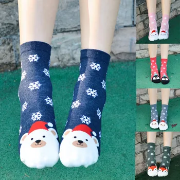

Fashion Cartoon Cotton socks Three-dimensional Cute Christmas Stockings Winter Cotton Female socks For Women And Girls Gift #40