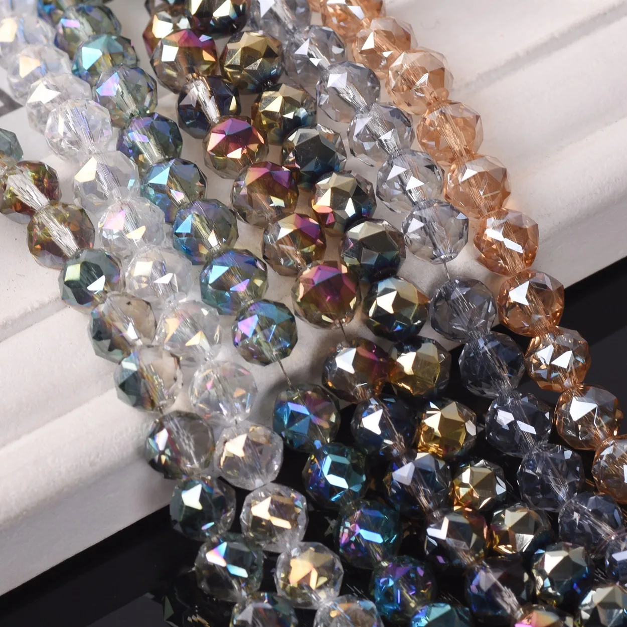 6mm 8mm Round Shape Coloful Plated Faceted Crystal Glass Loose Beads Wholesale lot for Jewelry Making DIY Crafts Findings