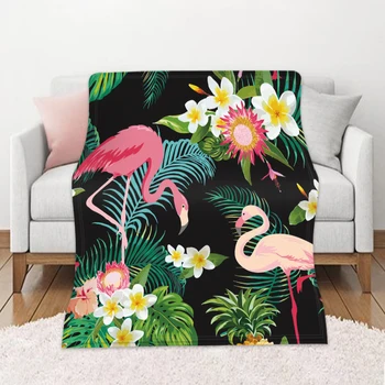 

Modern Fashion Flamingo Summer Air-Conditioned Blanket Girls Soft Flannel Office Nap Car Sofa Decor Sleeping Throw Blanket