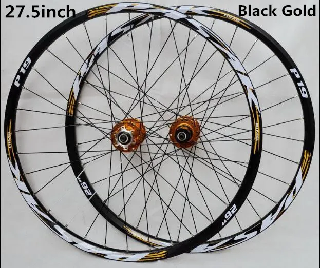 PASAK MTB горный велосипед колеса двойные диски Передние 2 задние 4 герметичные подшипники ступицы колеса - Цвет: 27.5inch black gold