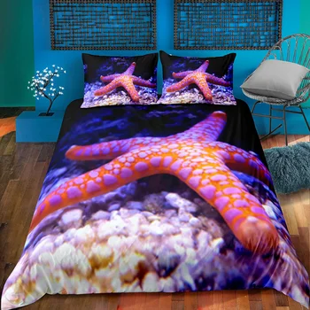 

Starfish Bedding Set Bedroom Decor 100% Microfiber Soft Hypoallergenic Zipper 1PC Duvet Cover with Pillowcases