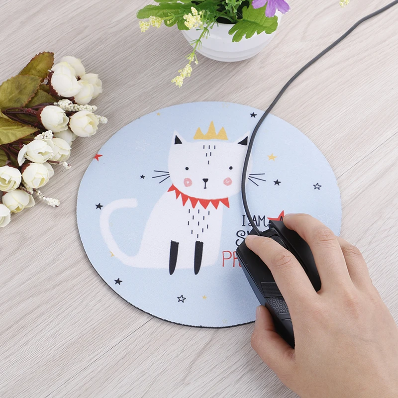 Cartoon Animal Pattern Mouse Pad Round Mousepad Office Mice Pad Rubber Home Computer