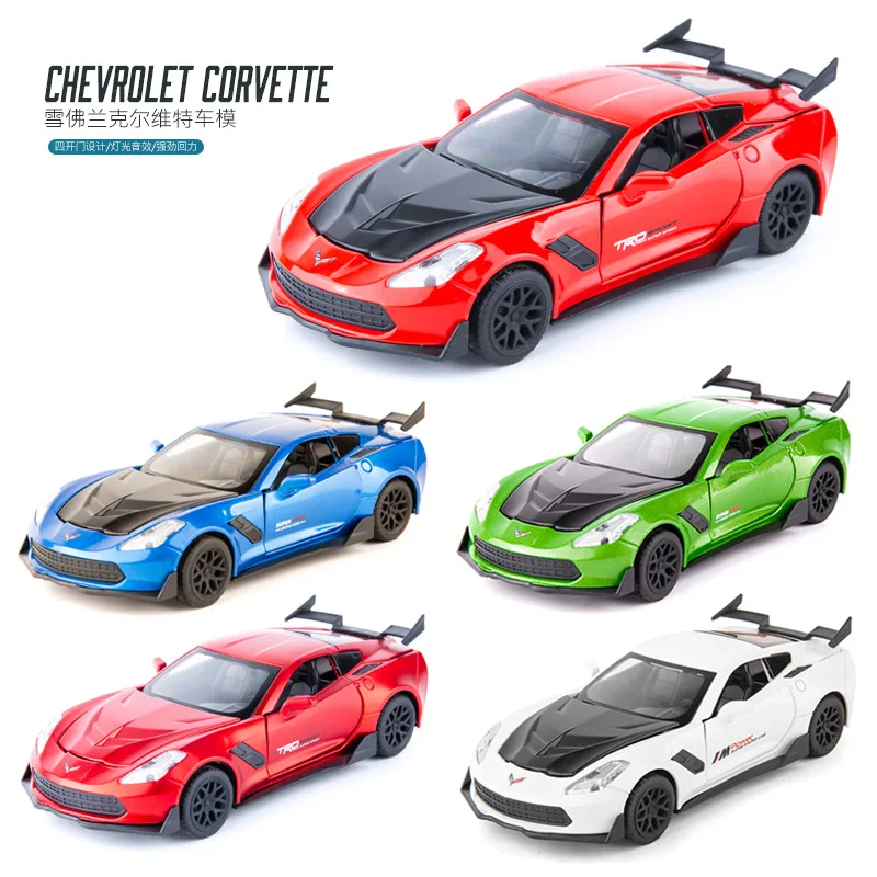 1:32 литой модельный автомобиль игрушки металлические колеса CORVETTE спортивный автомобиль моделирование Звук Свет оттяните автомобиль игрушки для детей коллекция подарок