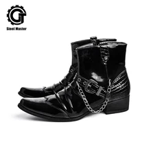 Британская сложная Мужская обувь модная обувь мужская повседневная обувь из лакированной кожи с заостренным носком Короткие мужские ботинки низкие ботинки