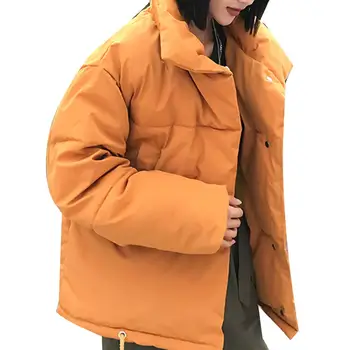 

Winter Jacket Women Long Sleeve Stand Collar Jacket Fashion Simple Simple Color Joker Thicken Warm Women's Cotton Jacket Coat