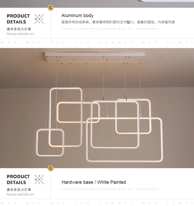 Современные светодиодные подвесные светильники для столовой гостиной акриловые Алюминиевые прямоугольные светодиодные подвесные светильники