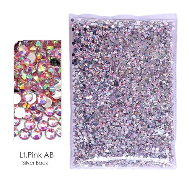 Big Package 2-6mm Mix Sizes Resin Non Hot Fix Rhinestones Bulk Wholesale AB flat back plastic crystals DIY glitters стразы stone Lt.Pink AB