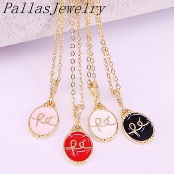 

10Pcs Latest Fashion Golden Jewelry Charm Pendant Necklaces Enamel Oval Necklace For Women