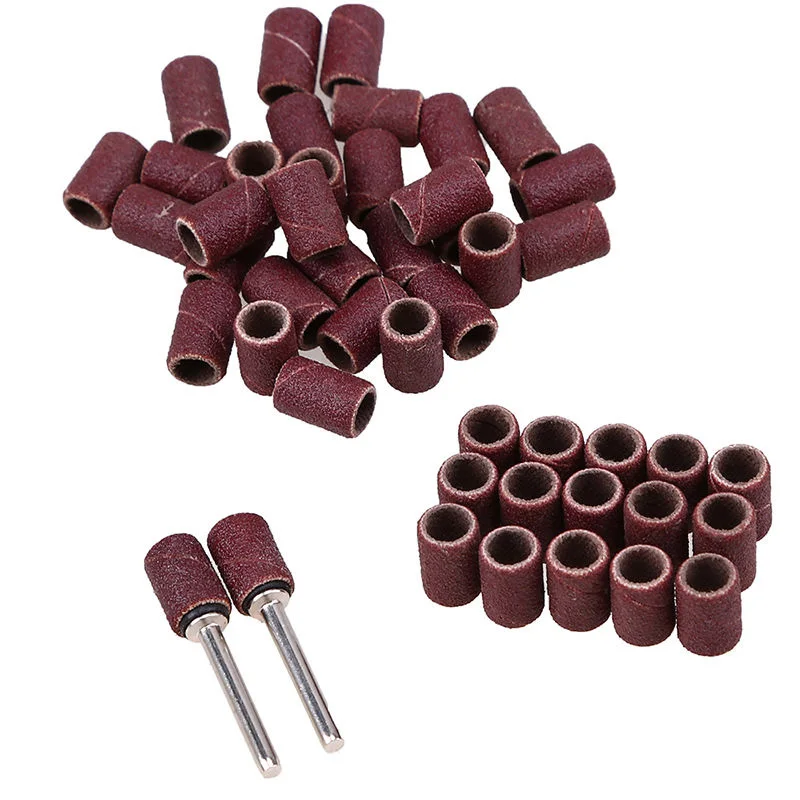 50pcs 320 Grit Drum Sanding Bands Sleeves + 2pcs Mandrels Sandpaper Rotary Tool For Electric Machine Cutter Drill Bit File Sande |