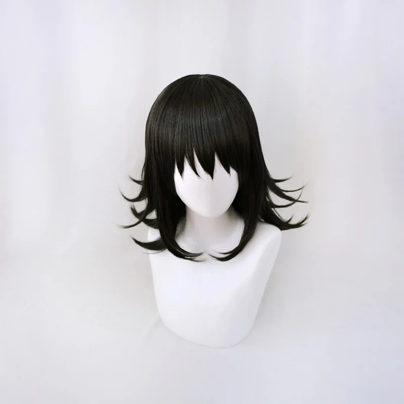 Anime Demon Slayer Kimetsu no Yaiba Makomo Short Black Wig Cosplay