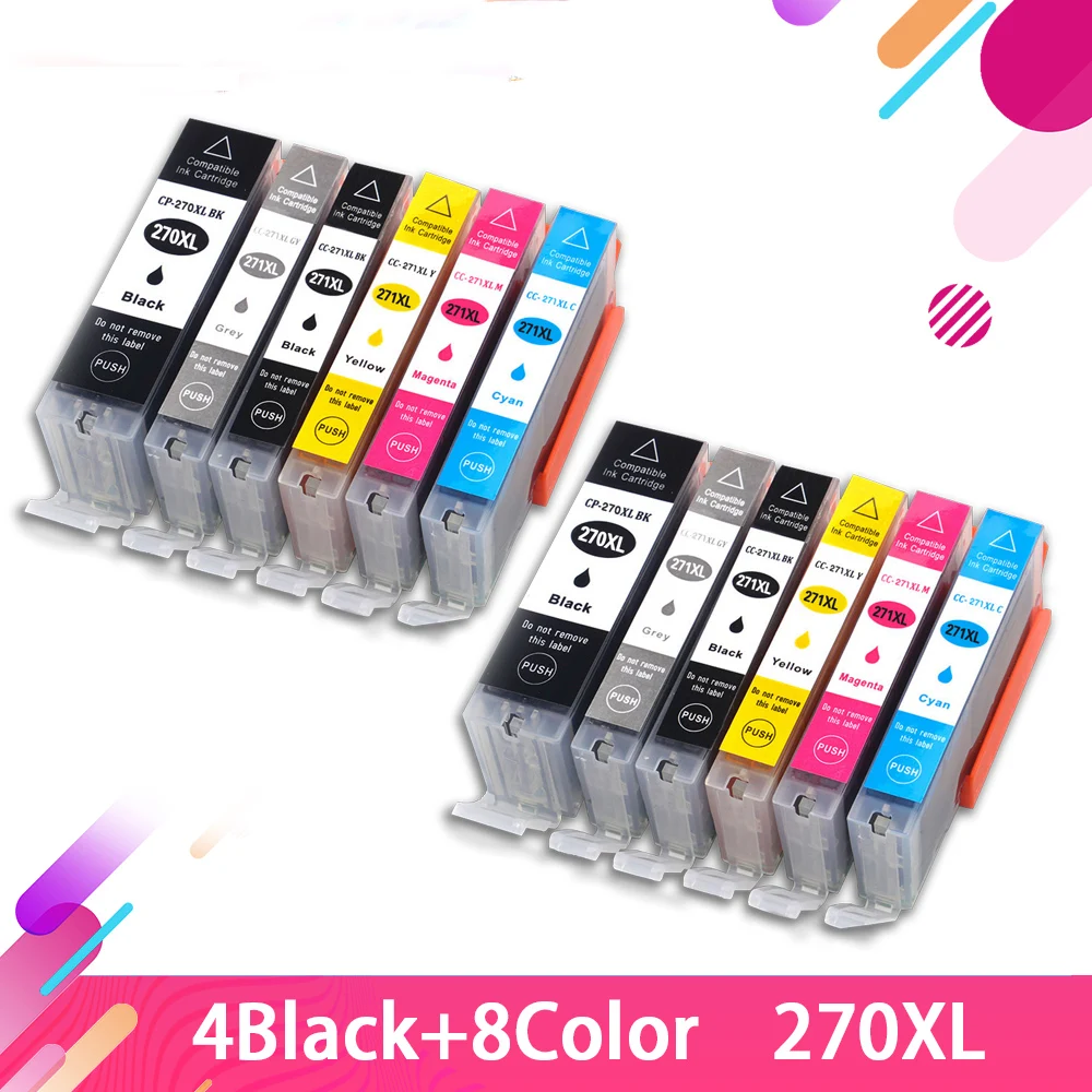 12pk PGI 270 CLI 271 совместимые картриджи для Canon MG6821/MG6822/MG7720/TS9020/TS8020 принтер|Чернильные