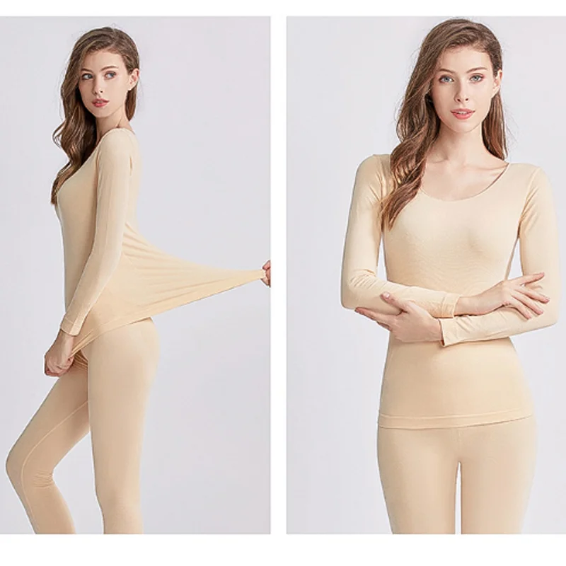 Бесшовный эластичный термо внутренний комплект одежды для женщин зимнее термобелье кальсоны