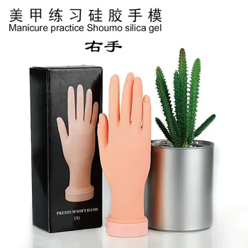 

Manicure Practice Prosthetic Hand Model Skin Color Rubber-Positioning Practice Hand Mold Bendable Fingers Nail Tip Model