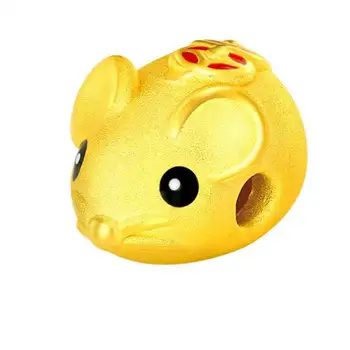 

New Arrival 24K Yellow Gold Bracelet 3D 999 Gold Coin Mouse Bracelet