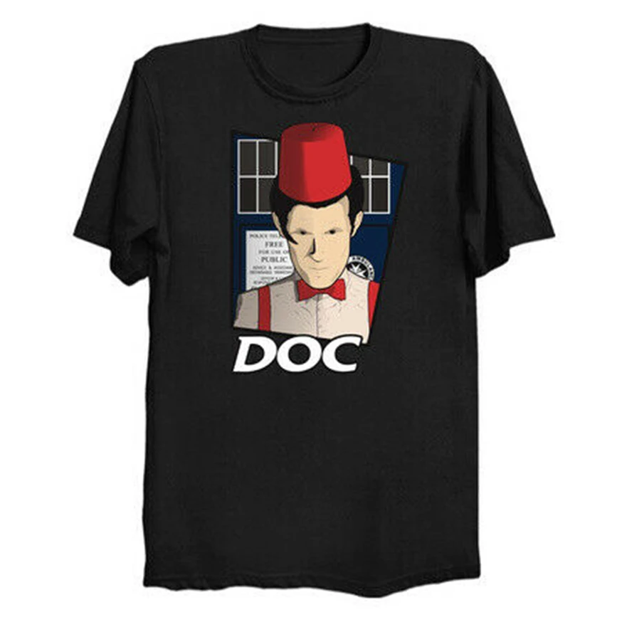 Doc Doctor Who Parody Logo Black T-Shirt Eleventh Clara Oswald S-3Xl Gift Funny Tee Shirt | Мужская одежда
