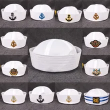 Military Hats Sailor Cap White Captain Navy Marine Caps with Anchor Army Hats For Women Men Child Fancy Cosplay Hat Accessories