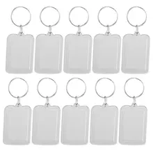 Lot of 10Pcs Keyring DIY Detachable White Rectangle Photo Frame Keyring 3.3x5cm