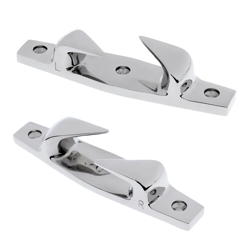 2x Polished 6`` Stainless Steel Boat Fairlead Cleat Chock Sailing Accessories