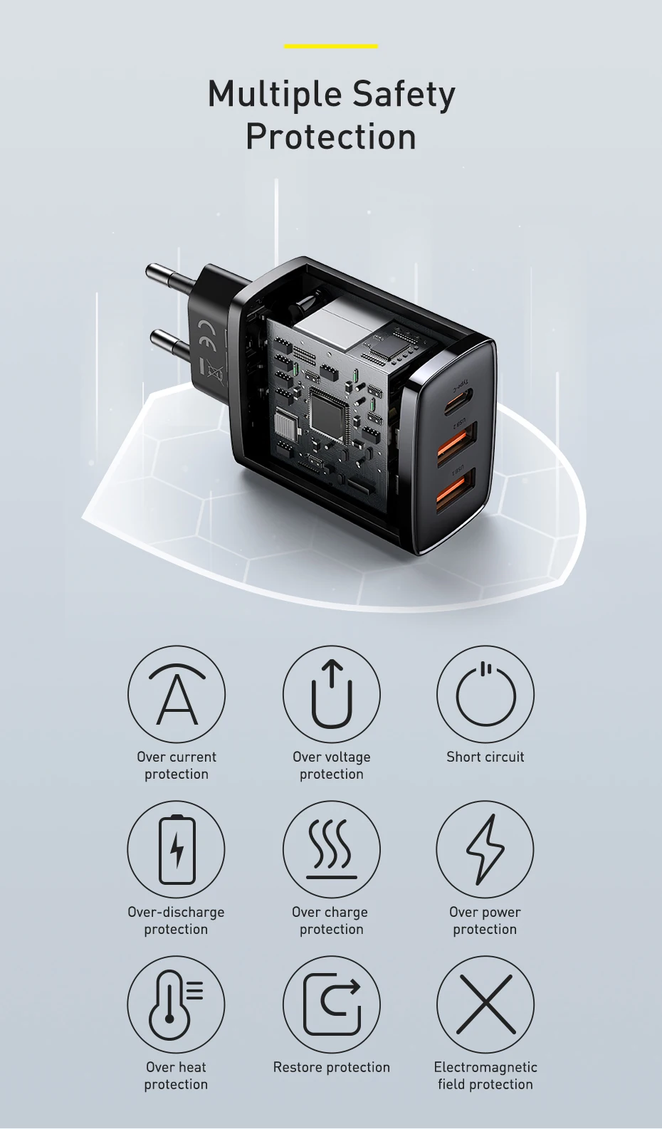 Baseus 30W Charger Type C PD Fast Charging 3 Ports USB Quick Phone Charger For iPhone Xiaomi Samsung 5v 1a usb