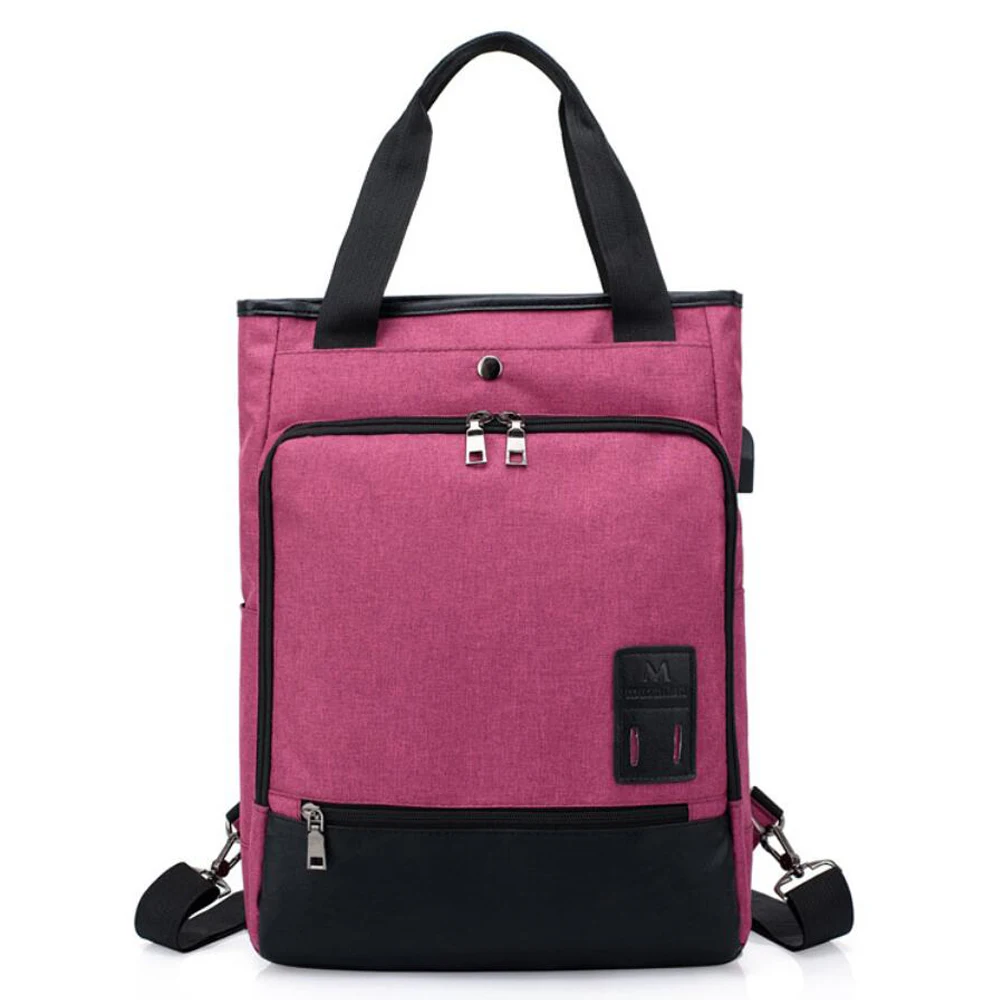 

2018 USB Charging Canvas Backpack PU Leather Women School Backpacks Schoolbag For Teenagers Man Student Book Bag Boys Satchel