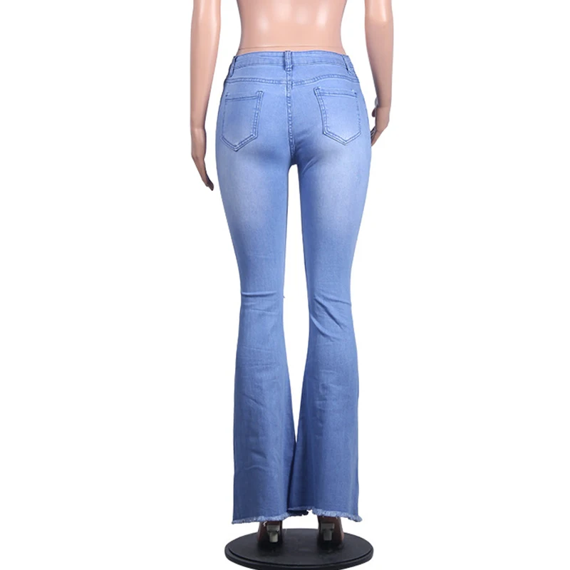 Женские джинсы с отбеливающимся колокольчиком, высокой талией, рваные джинсы для женщин, толстые джинсы для мам, расклешенные обтягивающие джинсы для женщин, большие размеры