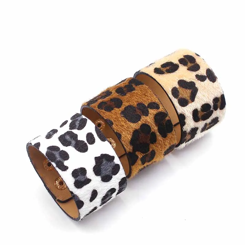 Leopard Big Round Circle Leather Bracelets Women Fashion Girl Bangle Female Jewelry Design Geometric Big Statement Jewelry Gifts