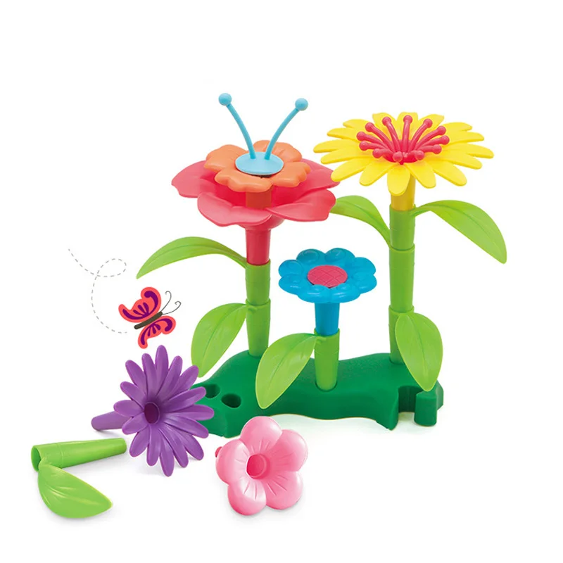 DIY Creative Dream Garden Series Girls Flowers Interconnecting Blocks Handwork Toys Educational Assembling Toys for Kids Gifts