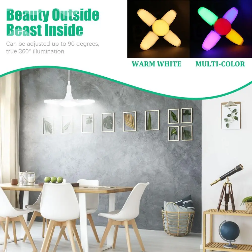  60W Fan Shape LED E27 Bulb Lamp LED Bulb Super luminance Angle Adjustable Ceiling Lamp Living Room  - 33001922955